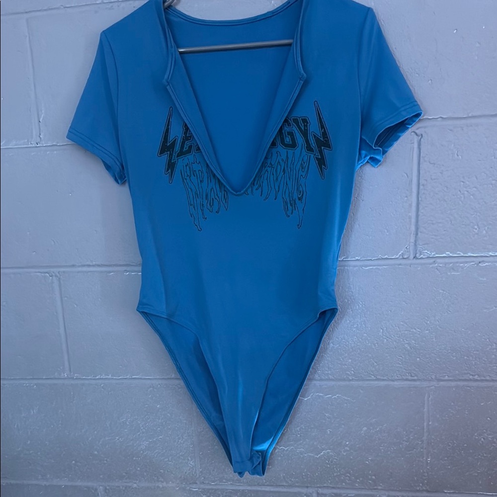 blue body suit